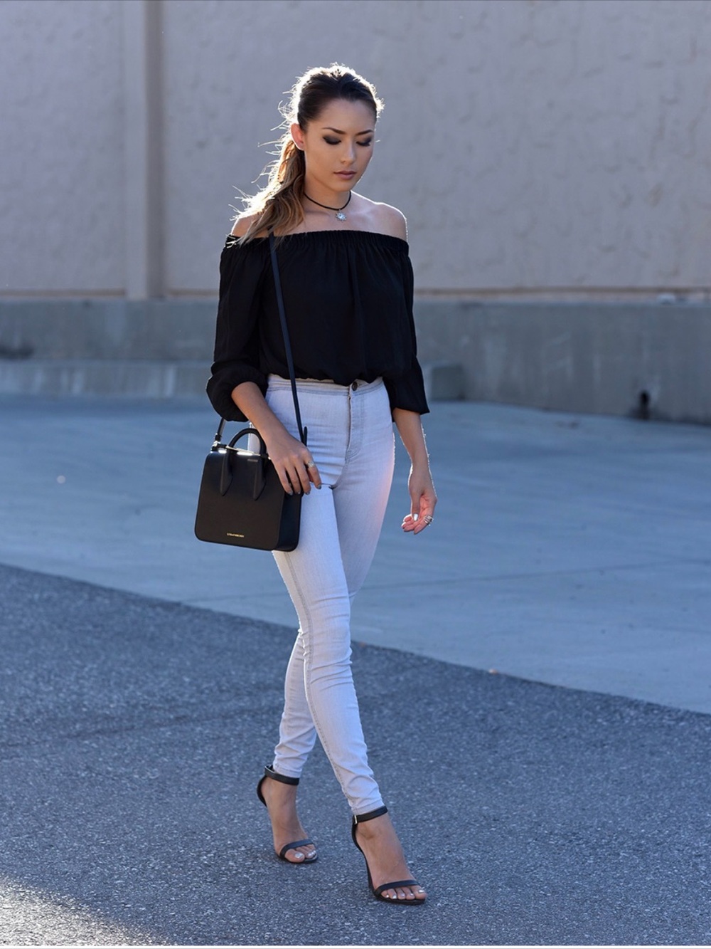 ASOS High-Rise Light Gray Skinny Jeans